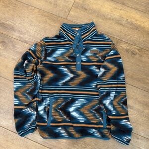 Cinch Women's Blue and Orange Patterned Pullover